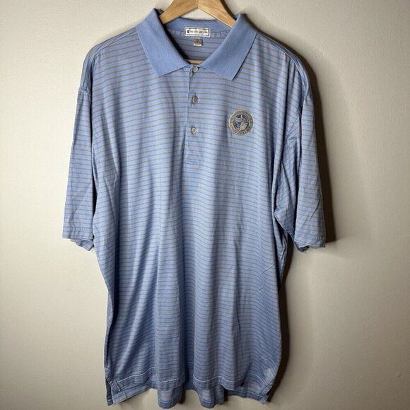 Peter Millar Polo Mens Sz XL Blue Striped Fairmont Country Club New Jersey Golf - Picture 1 of 8